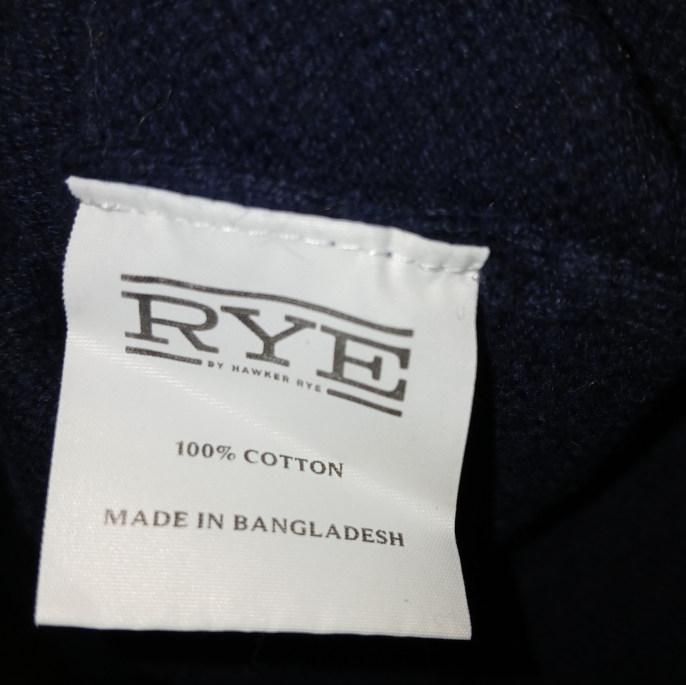 Hawker Rye Colorblock Crewneck Sweater Navy Tan Men's Medium - Picture 4 of 6